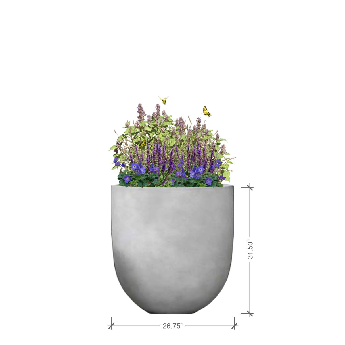 Large Round Charcoal Planter with Purple Lover Plant Palette, BLOOMTIME