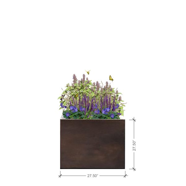 Large Rust Square Planter, BLOOMTIME
