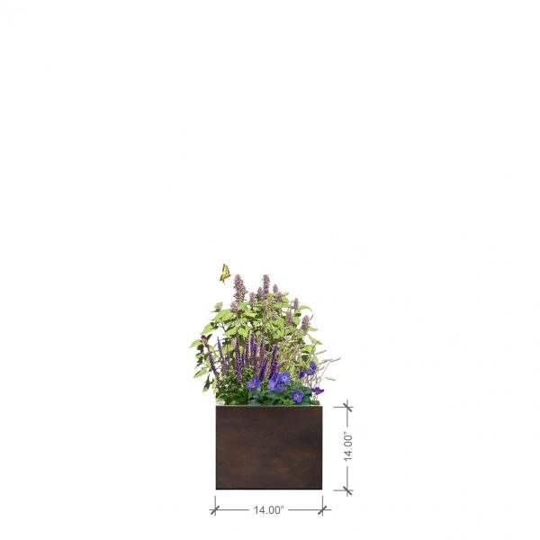 BLOOMTIME Rust Square Planter with Purple Lover Plant Palette